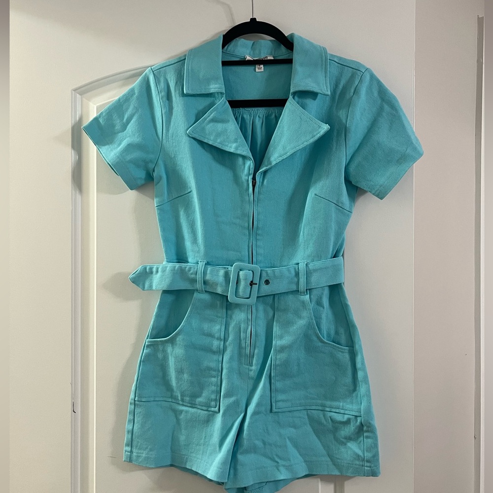 Day + Moon Turquoise Denim Romper